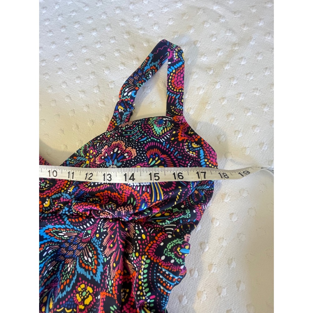 NWT Swim Solutions Paisley Tiered Tummy Control One Piece Swimsuit 12 Swim Skirt - Picture 9 of 9